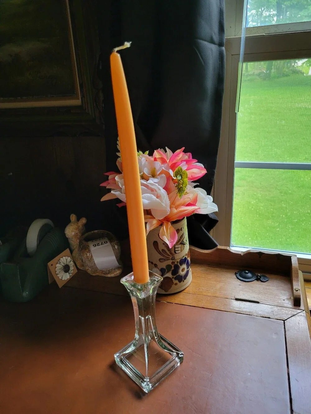 Pressed Clear Glass Candlestick